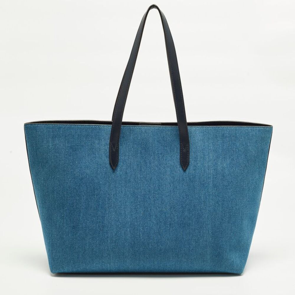 Jimmy Choo Logo Blue Denim And Leather Shopper Tote - Picture 4 of 7